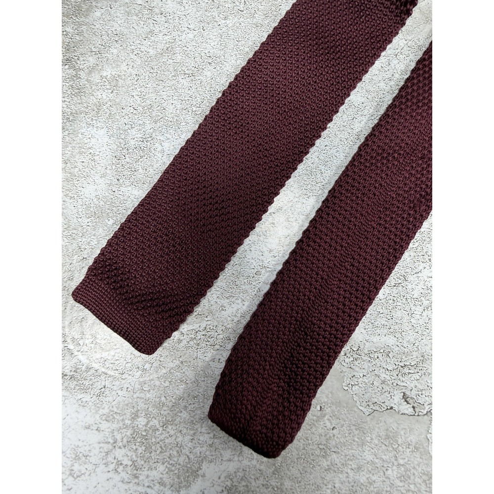 Topman Tie Mens One Size Red Polyester Slim Knit Skinny Necktie Textured